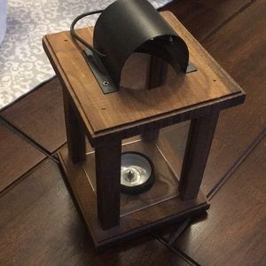 Wooden Lantern Candle Holder with Black Metal Accent